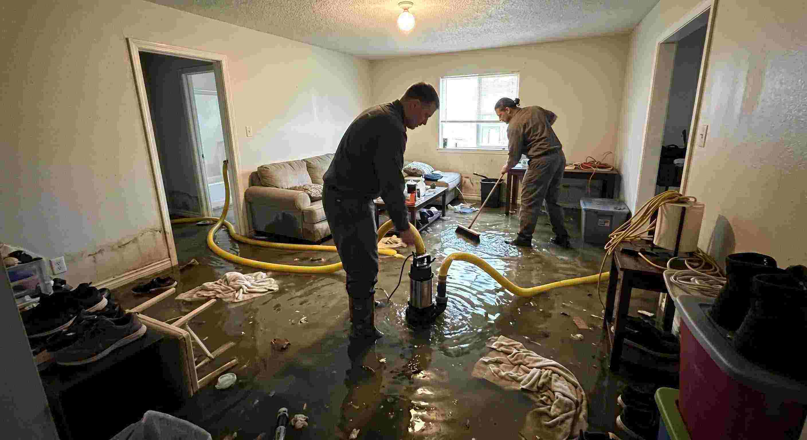 Reliable high volume residential pump-out services removing flood water with submersible pumps in Maricopa