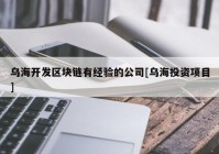 乌海开发区块链有经验的公司[乌海投资项目]